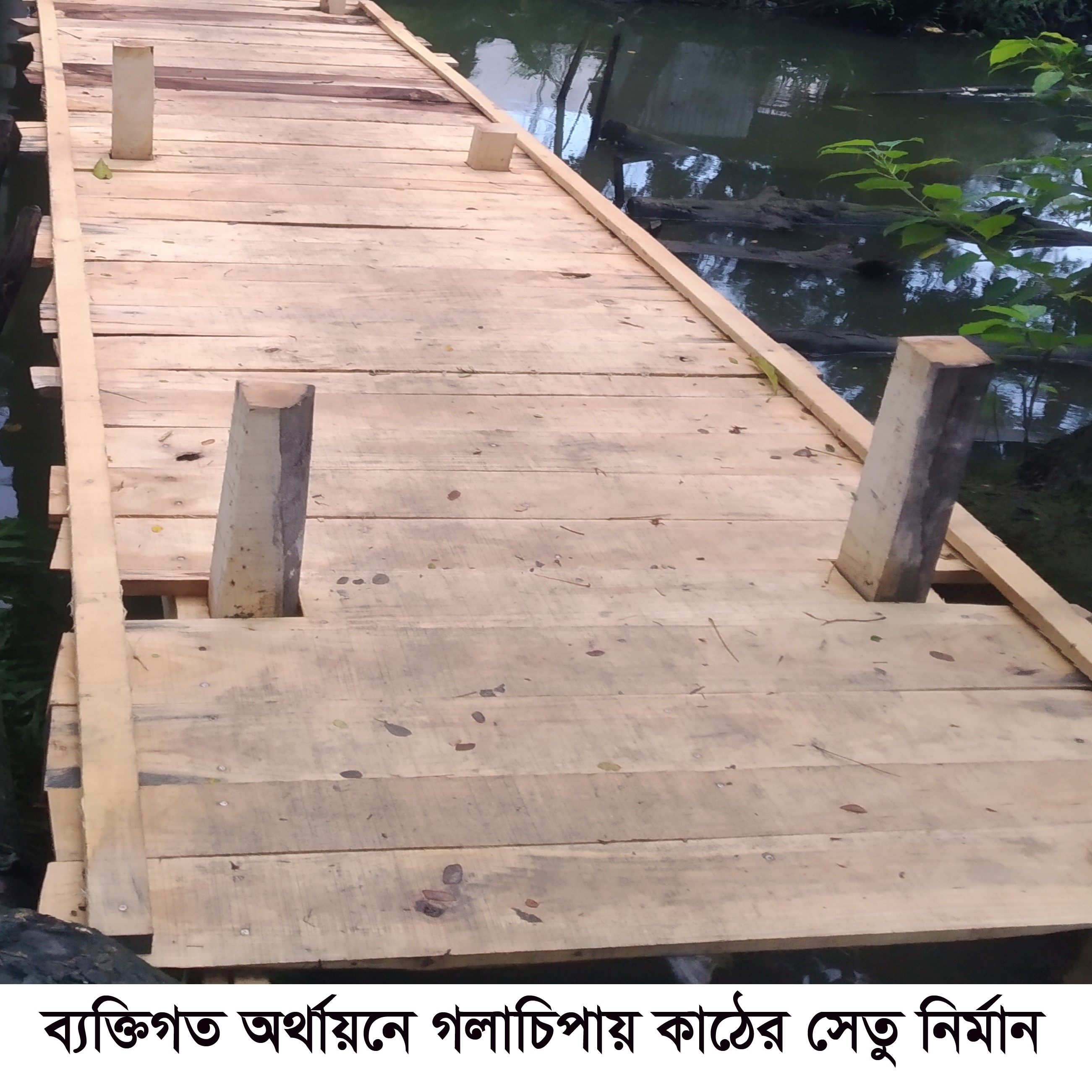 গলাচিপায় ব্যক্তিগত অর্থায়নে কাঠের সেতু