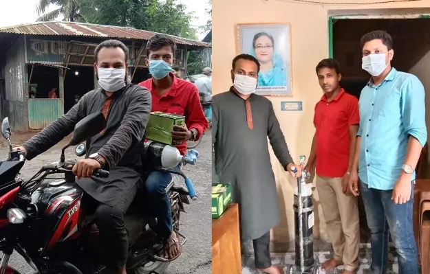 বেতাগীতে ফেইসবুক ভিত্তিক স্বেচ্ছাসেবী সংগঠন “সারা বাংলা ৮৮ ব্যাচে”র অক্সিজেন সিলিন্ডার প্রদান