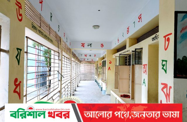বিদ্যালয়ের দেয়াল যেন আদর্শলিপি বই !