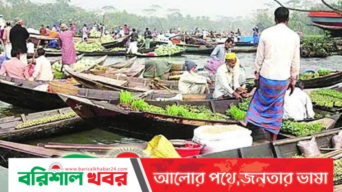 নাজিরপুরে ভাসমান সবজির বাজার