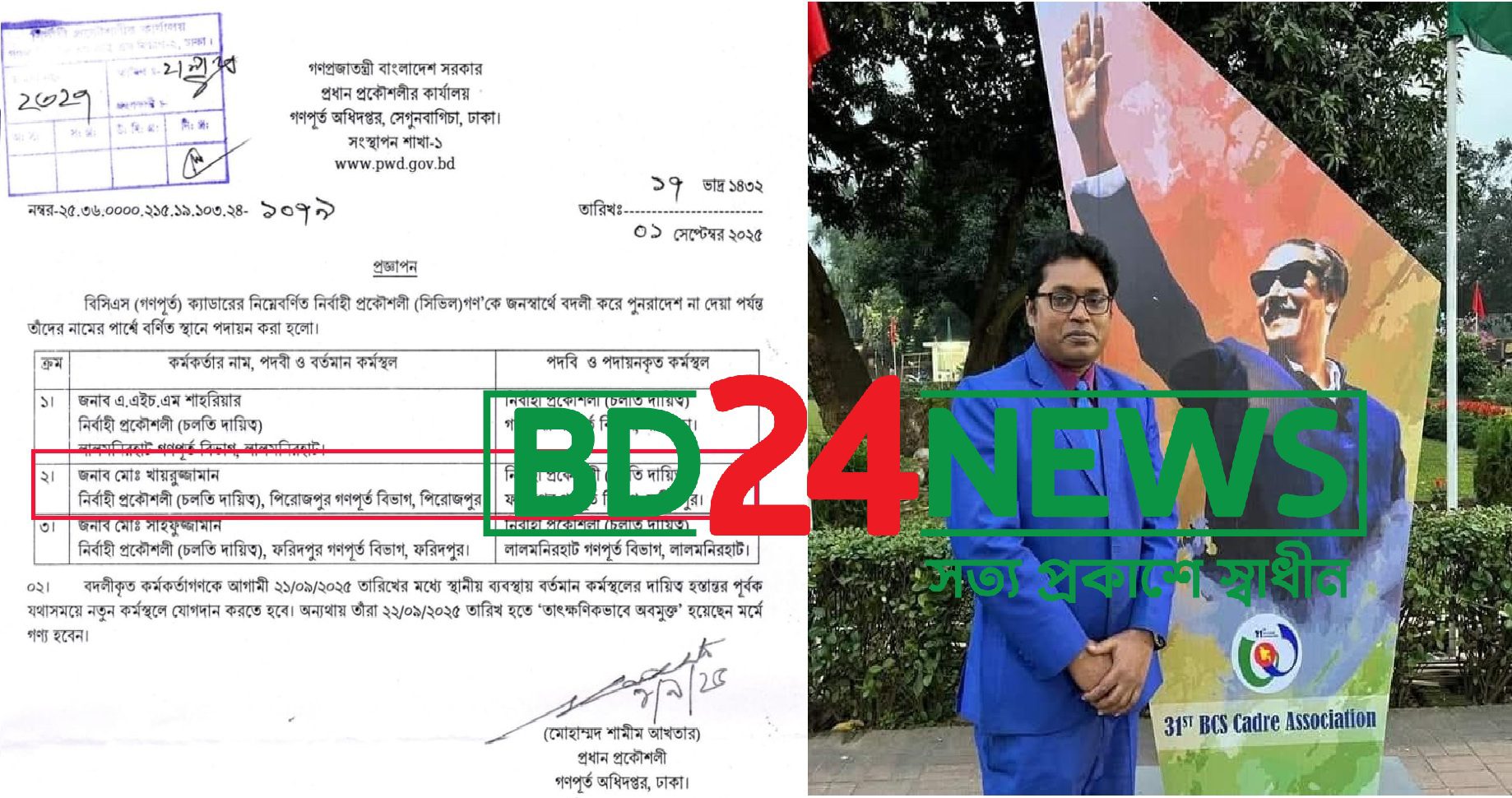 ফরিদপুর গণপুর্তের নির্বাহী প্রকৌশলী খায়রুজ্জামানের বিরুদ্ধে অনিয়ম ও দুর্নীতির অভিযোগ