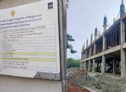 বাকেরগঞ্জে আদালতের নিষেধাজ্ঞা অমান্য করে ভবন নির্মাণ